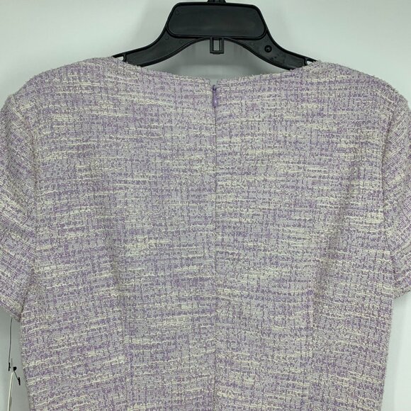 Calvin Klein Dress Purple Tweed Faux Wrap Button Short Sleeve NWT - Picture 10 of 14